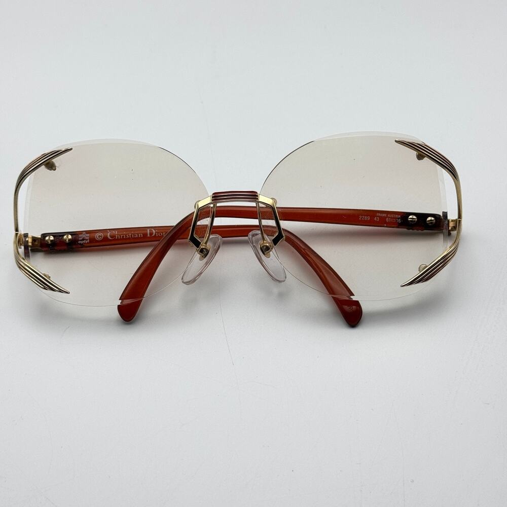 Christian Dior Sunglasses 2289 43 Gold Butterfly Rimless Vintage 61-16-120
